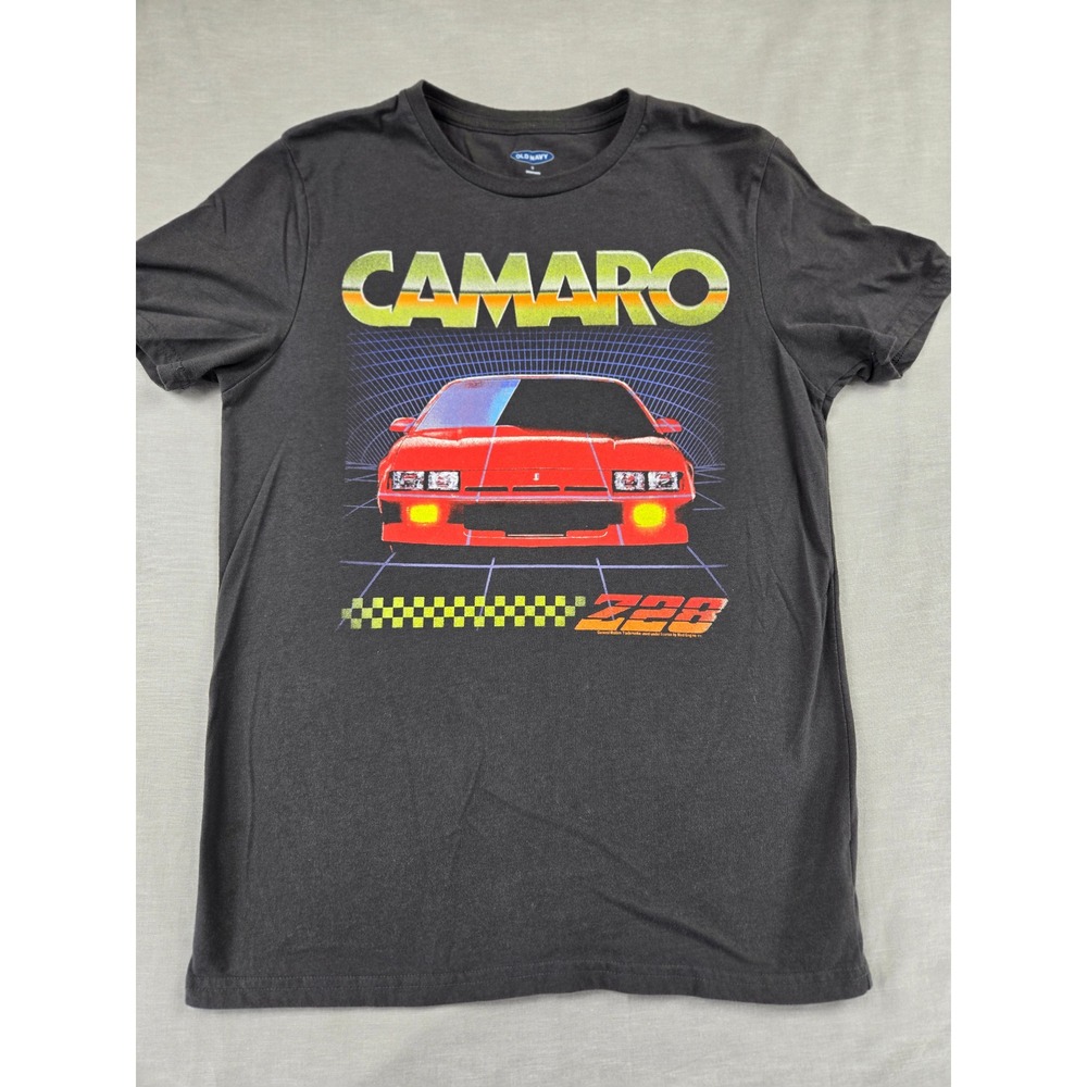 Old Navy Mens Camaro Z28 Graphic Tee Charcoal Grey Retro 80s Car T-Shirt Small